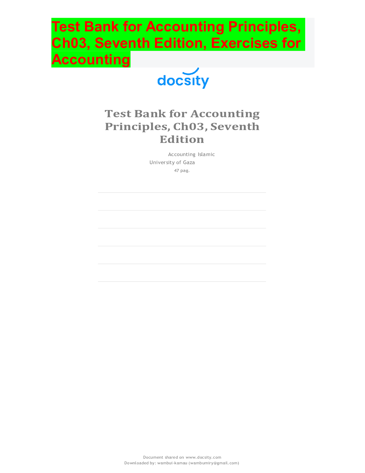Preview image for Test Bank for Accounting Principles, Ch03, Seventh Edition, Exercises for Accounting (2020/2022)